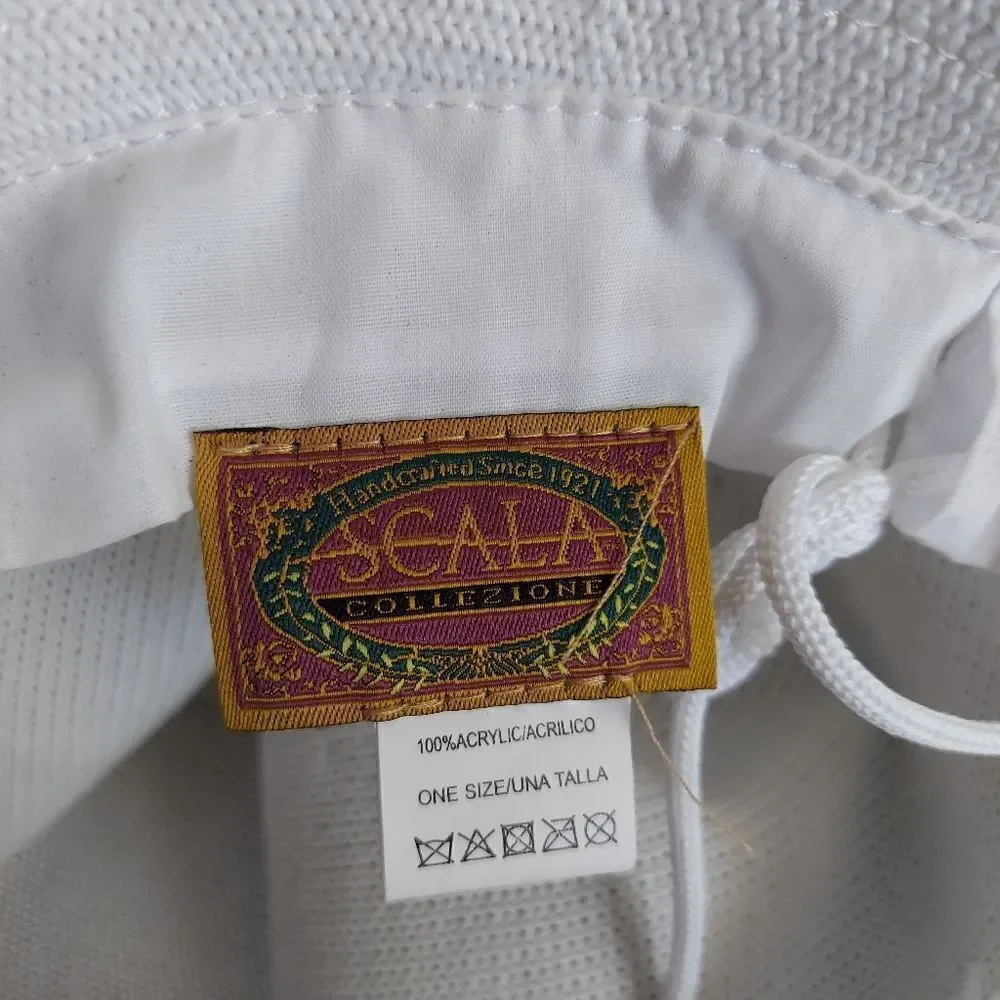 Scala Women's Knitted Poly Straw Big Brim Hat White One Size